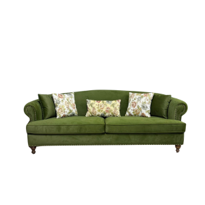 P Koltuk – Haki Yeşil Kadife Kumaş – Kaz Tüyü Oturum