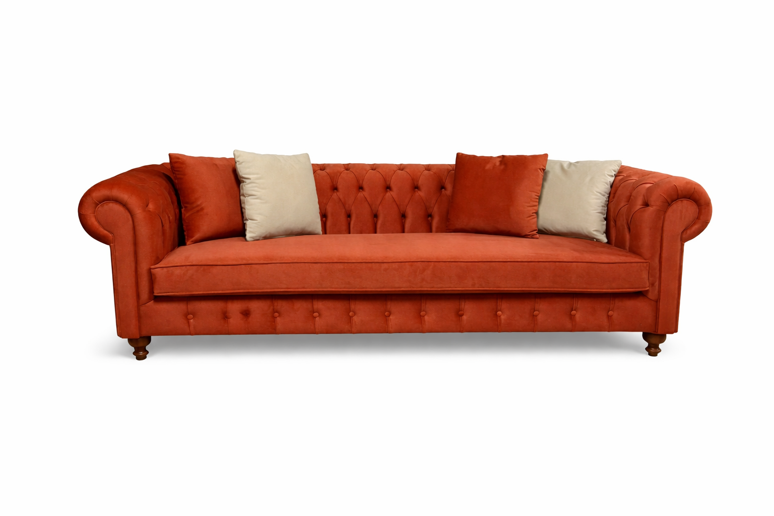 Tarçın Rengi Kadife Chester Koltuk